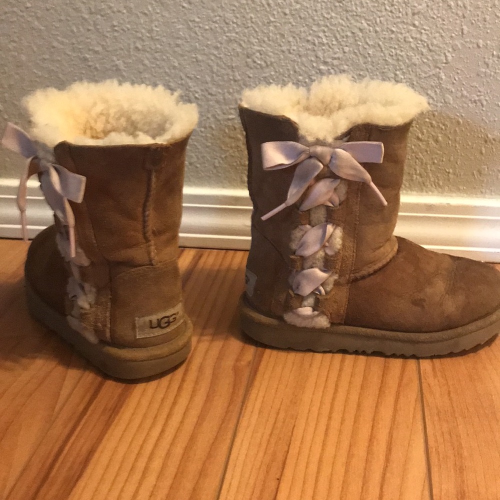 UGG Classic Pala Chestnut Pink Ribbon Bow Boot